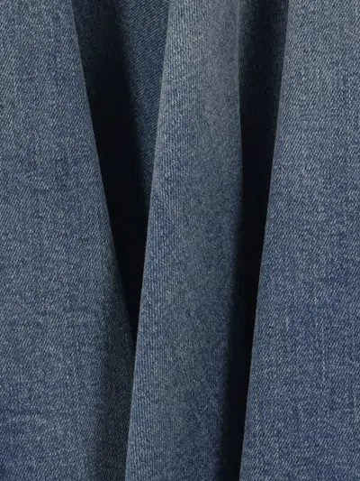 Alexander Mcqueen Denim Midi Skirt In Blue