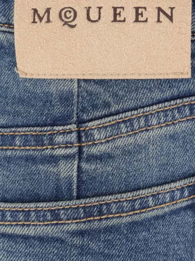 Alexander Mcqueen Denim Midi Skirt In Blue