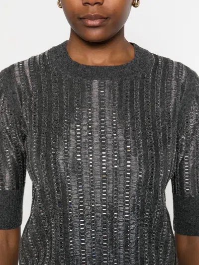 Ermanno Scervino Sequin-embellished Short-sleeved Sweater In Black