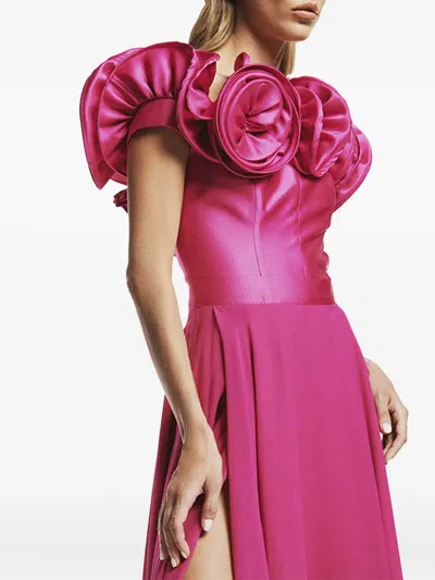 Alessandro Legora Rose-embellished Split Maxi Evening Dress