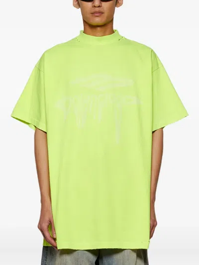 Balenciaga Yellow 3b Liquefied Oversized T-shirt In Green