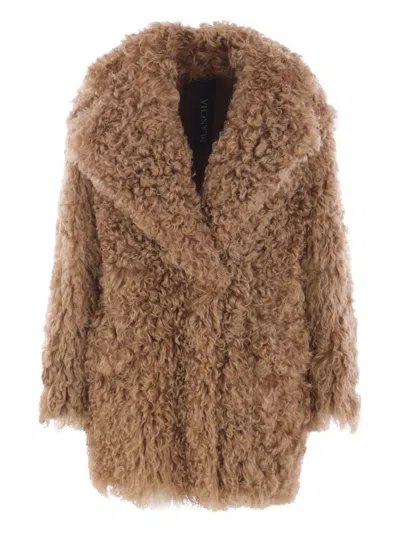 Blancha Curly Fleece Coat In Brown