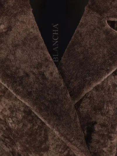 Blancha Shearling Coat Waist Belted In Brown