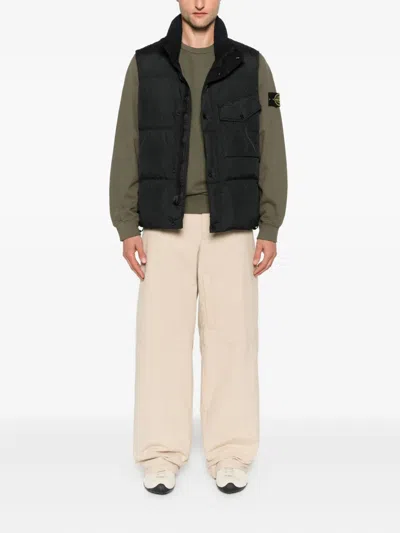 Stone Island Organic Cotton Sweatshirt With Removable Logo Patch In Brown