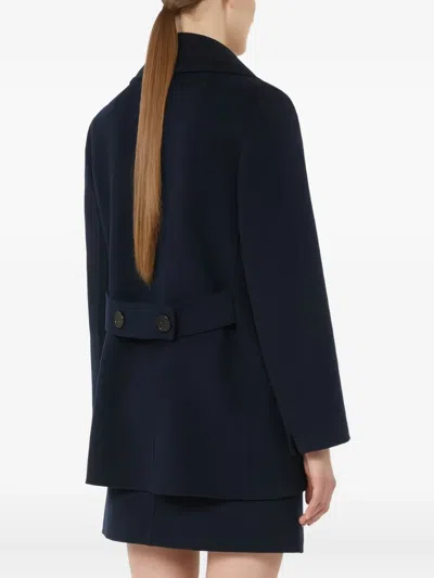 S Max Mara Caban Double-breasted Wool Coat In Blue