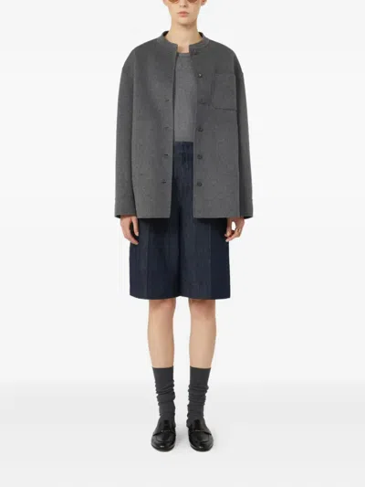 S Max Mara Constanza Patch-pocket Button-front Jacket In Gray