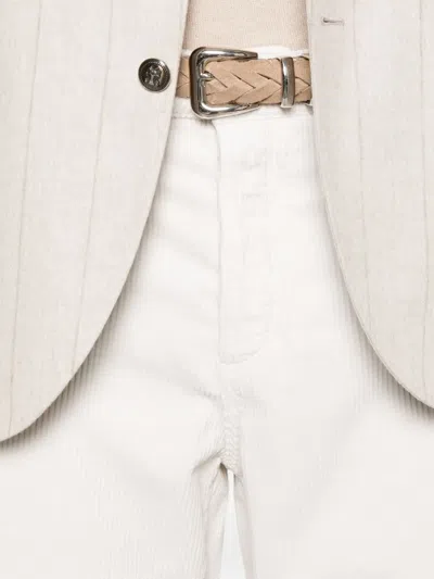 Brunello Cucinelli Cotton Trousers With Belt Loops And Rolled Cuffs