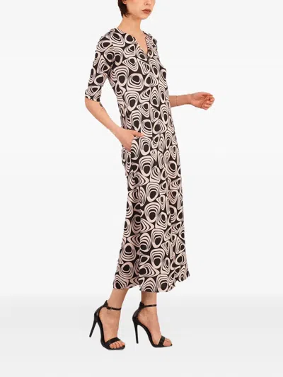 Le Rjtange® Abstract-print Pocketed Maxi Day Dress In Black