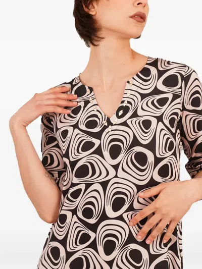 Le Rjtange® Abstract-print Pocketed Maxi Day Dress In Black
