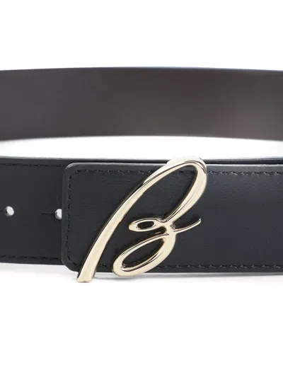 Brioni Adjustable Leather Reversible Belt In Black