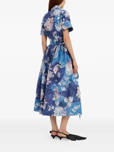 Erdem Womens Artist Garden Cobalt Floral Short-sleeves Cotton-poplin Shirt