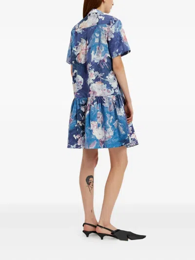 Erdem Floral-print Midi Dress In Blue