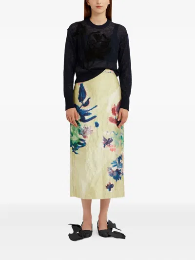Erdem Embroidered Knit Crewneck Sweater In Blue