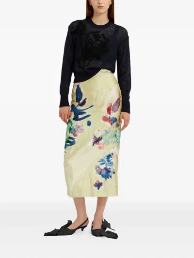 Erdem Embroidered Knit Crewneck Sweater In Blue