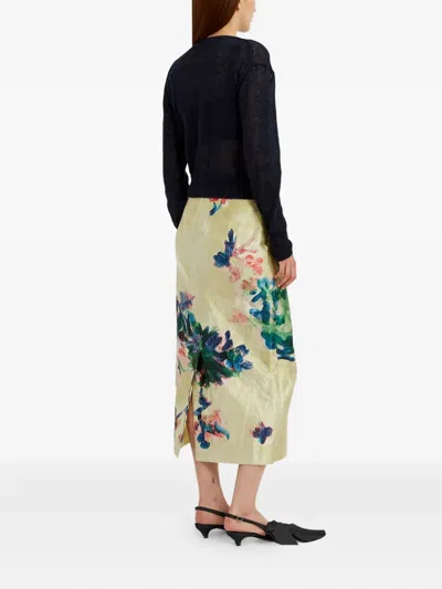 Erdem Embroidered Knit Crewneck Sweater In Blue