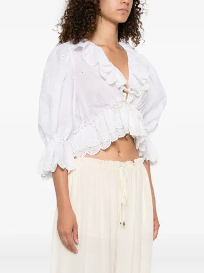 Chloé Ruffled Cropped Top In White
