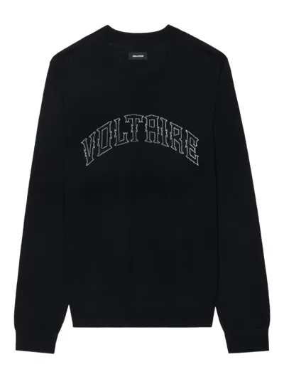 Zadig & Voltaire Logo Wool Sweater In Black