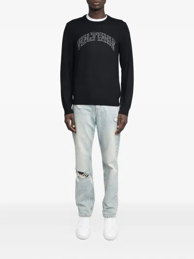Zadig & Voltaire Logo Wool Sweater In Black