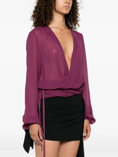 Attico V-neck Blouse In Pink