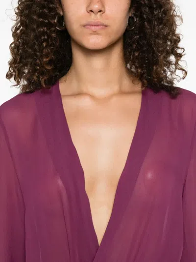 Attico V-neck Blouse In Pink