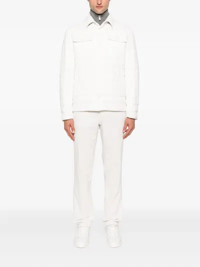 Herno Quilted Flap-pocket Jacket In White