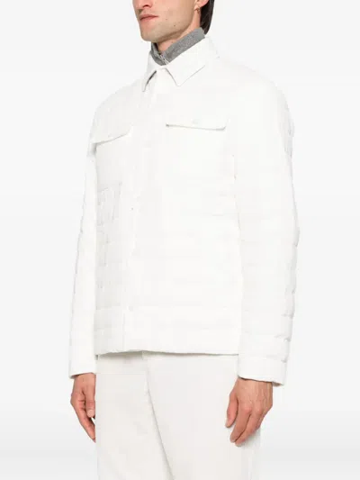 Herno Quilted Flap-pocket Jacket In White
