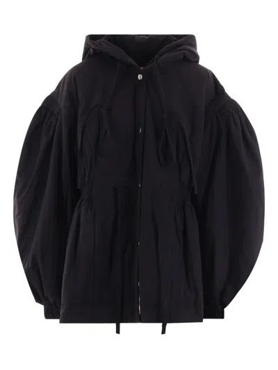 Renata Brenha Puff-sleeve Drawstring-waist Jacket In Black