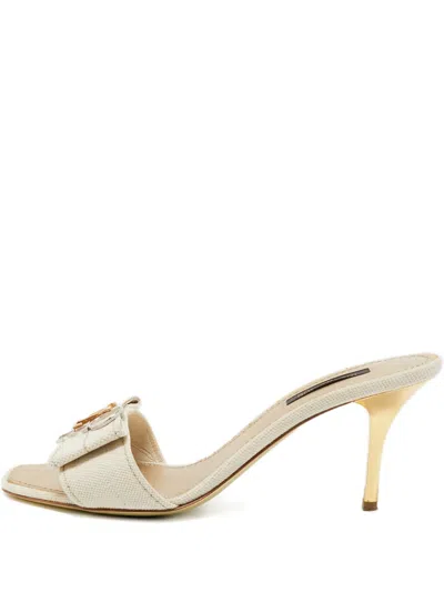 Pre-owned Louis Vuitton 85mm Love Bow Canvas Sandals