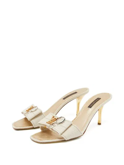 Pre-owned Louis Vuitton 85mm Love Bow Canvas Sandals