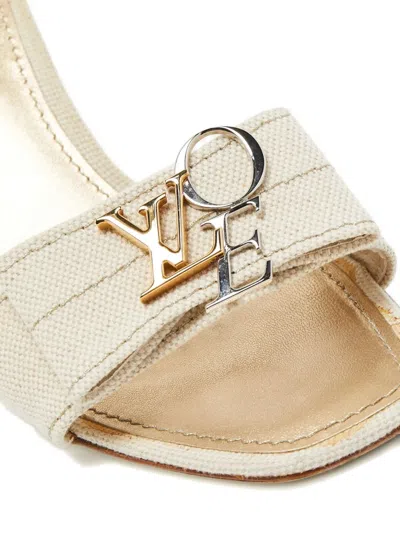 Pre-owned Louis Vuitton 85mm Love Bow Canvas Sandals