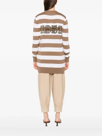 Max Mara Striped Cardigan In Brown