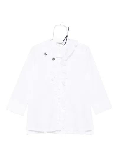 S Max Mara Embellished Ruffle Shirt In White