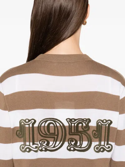 Max Mara Striped Cardigan In Brown
