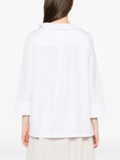 S Max Mara Embellished Ruffle Shirt In White