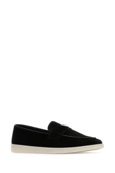 Prada Mocassini In Pelle Scamosciata Nera  Uomo