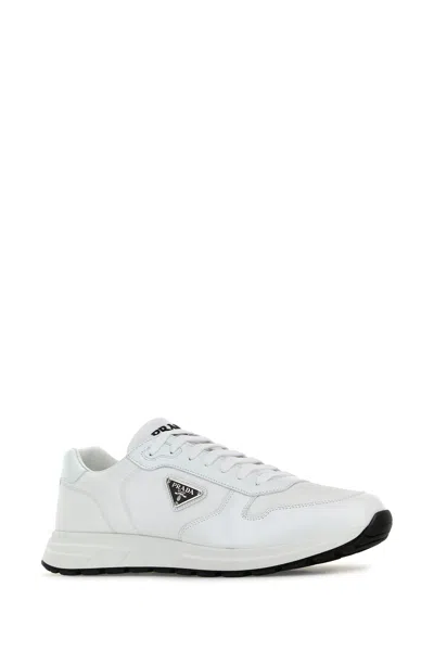 Prada Sneakers Prax 2.0 Bianche In Nylon E Pelle  Uomo