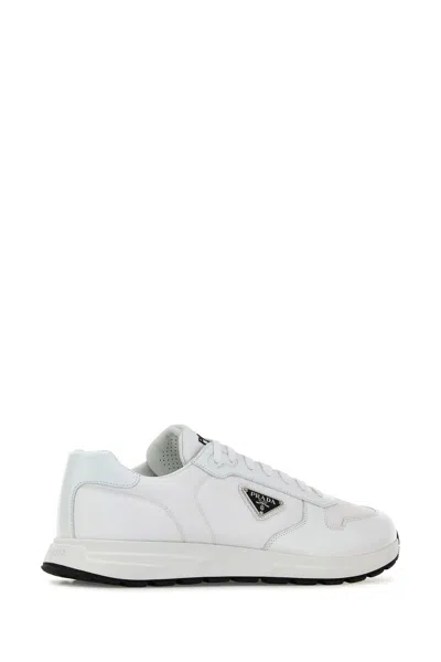Prada Sneakers Prax 2.0 Bianche In Nylon E Pelle  Uomo