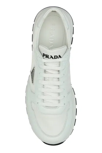 Prada Sneakers Prax 2.0 Bianche In Nylon E Pelle  Uomo