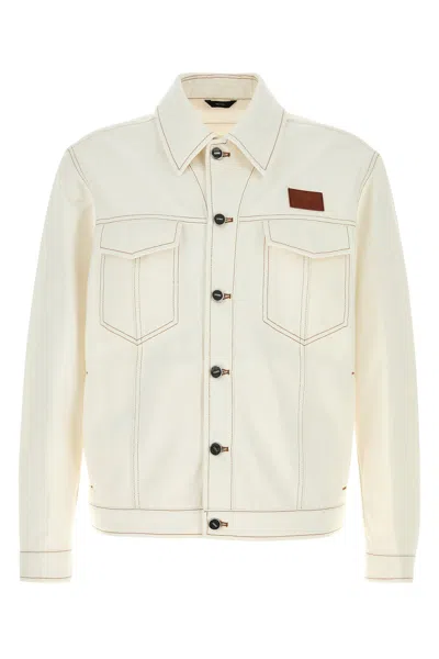Fendi Denim Jacket With Adjustable Hem And Chest Pockets