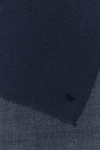 Max Mara Foulard Rauche In Misto Cashmere Blu Navy  Donna
