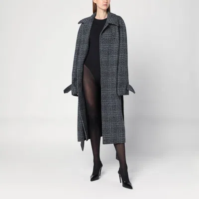 Balenciaga Vintage Checked Wool One Layer Raglan Coat Clothing In Black