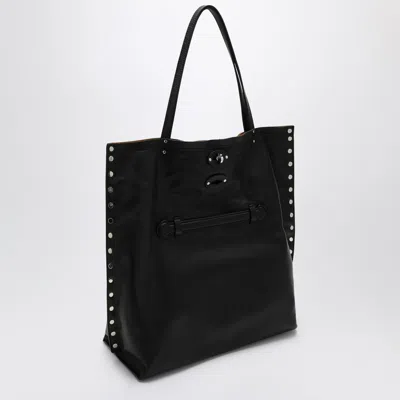 Zanellato Medium Tote Bag A' Spasso Black In Leather