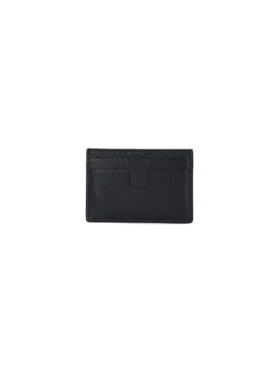 Tom Ford Textured Calf Leather Card Holder In Black