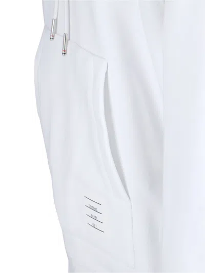 Thom Browne Hooded Sweatshirt With Kangaroo Pocket And Striped Detail In White