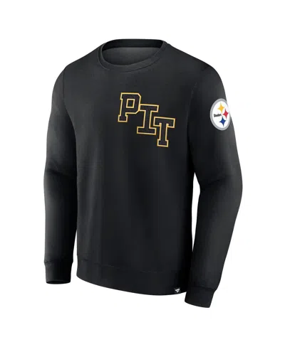 Fanatics Men's Black Pittsburgh Steelers Varsity Letter Fleece Pullover Sweatshirt In Black