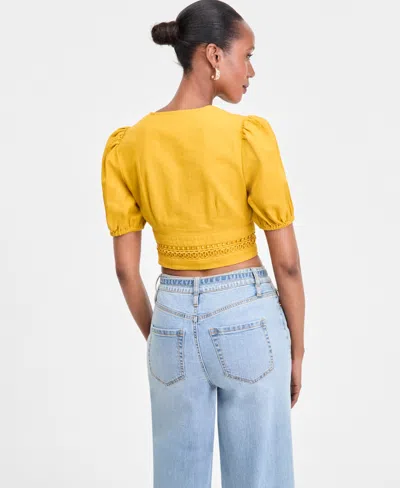 Inc International Concepts Women's Crochet-trim Cropped Blouse, Exclusively At Macy's