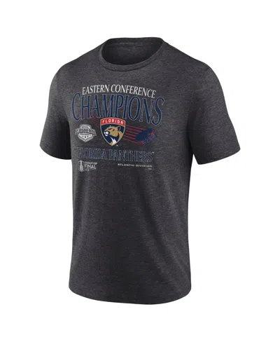 Fanatics Men's Heather Charcoal Florida Panthers 2025 Eastern Conference Champions Old School Tri-blend T-shi In Gray