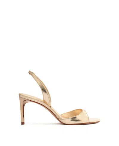 Schutz Scarlett Metallic Leather Mid-heel Slingback Sandals