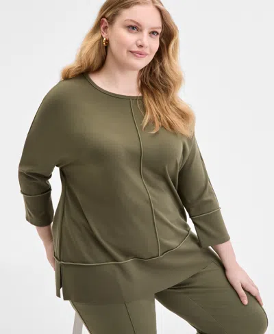 Jones New York Plus Size Serenity Dolman-sleeve Tunic In Green