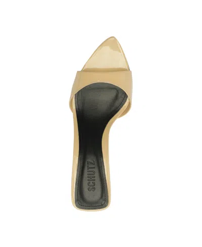 Schutz Elodie Patent Stiletto Mule Sandals In Neutral